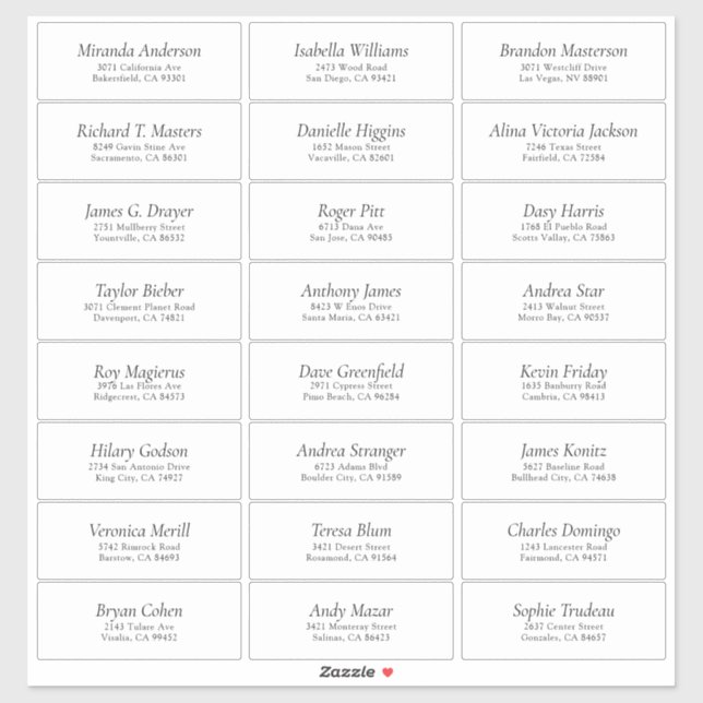 Einfaches White Wedding Guest Address Label (Blatt)