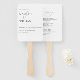 Einfaches White Wedding Programm Handfan Fächer