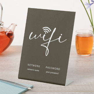 Einfaches WiFi-Skript-Netzwerk-Passwort Braun Sockelschild