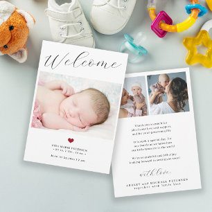 Einfaches Willkommens-Schriftzug für Babyfotos zur Ankündigung