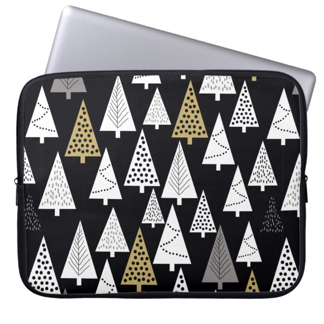 Einfaches Wintermuster. Schwarzer Hintergrund. Gol Laptopschutzhülle (Vorderseite)