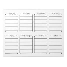 Einfaches Wöchentlicher Planer White Tear Away Kal Notizblock