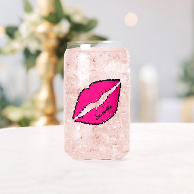 Einfaches Zebra mit rosa Lippen Personalisiert Dosenglas (Insitu (Hochzeit))