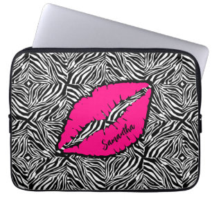 Einfaches Zebra mit rosa Lippen Personalisiert Laptopschutzhülle