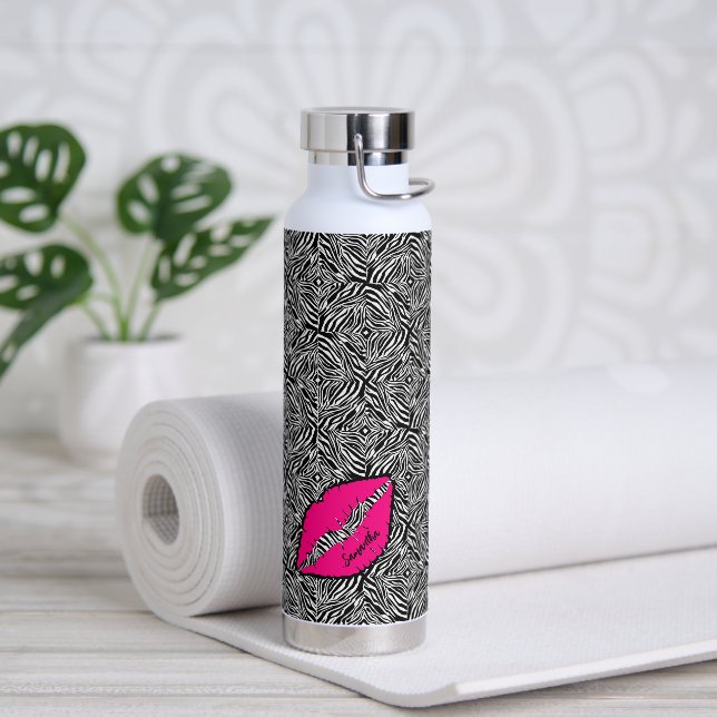 Einfaches Zebra mit rosa Lippen Personalisiert Trinkflasche (Yoga)