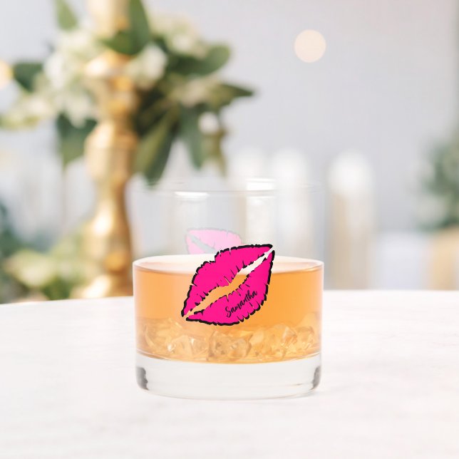 Einfaches Zebra mit rosa Lippen Personalisiert Whiskyglas (Insitu (Hochzeit))