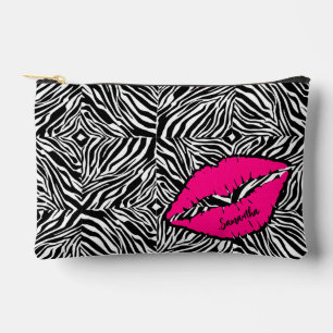 Einfaches Zebra mit rosa Lippen Personalisiert Zubehörtasche