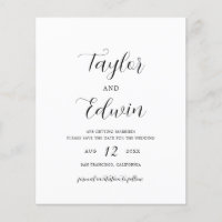 Einfaches zeitgenössisches Budget für Hochzeiten s