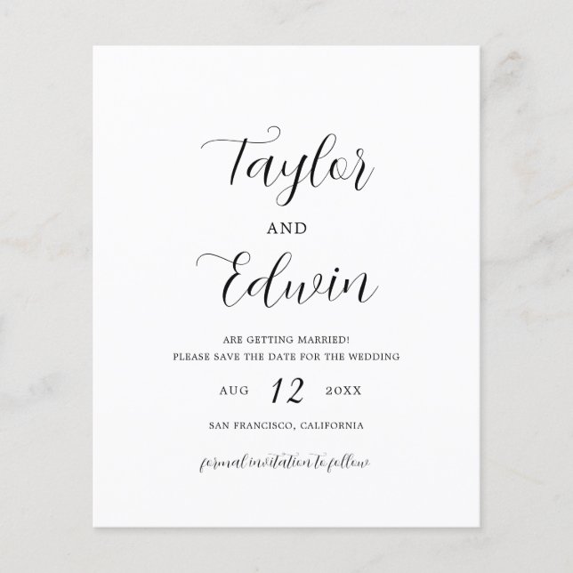 Einfaches zeitgenössisches Budget für Hochzeiten s Flyer (Vorne)