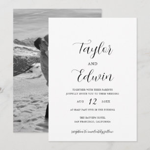 Einfaches zeitgenössisches Foto Moderne Hochzeit Einladung
