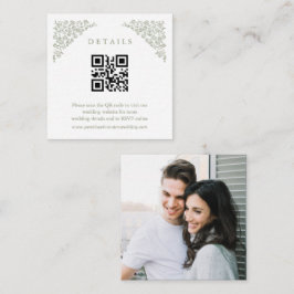 Einfaches zeitloses Grün des Fotos für Hochzeiten Begleitkarte