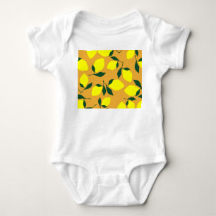 Einfaches Zitronenmuster, orangefarbener Hintergru Baby Strampler