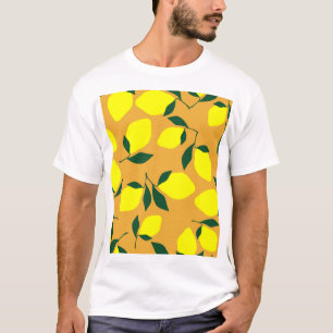Einfaches Zitronenmuster, orangefarbener Hintergru T-Shirt