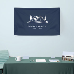 Einfaches Zuhause Logo Navy Blue Realtor, Real Anw Banner