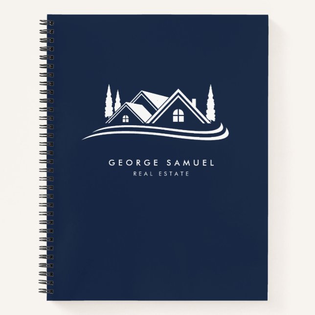Einfaches Zuhause Logo Navy Blue Realtor, Real Anw Notizbuch (Vorderseite)