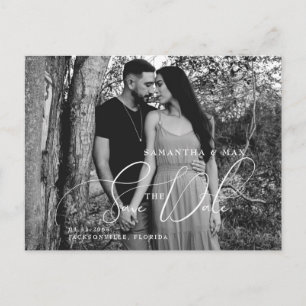 Einfaches Zwei-B/W-Foto Save the Date elegant Ankündigungspostkarte
