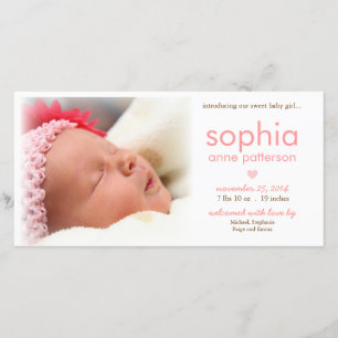 Einfachheit Baby Girl Foto Geburtsankündigung Ankündigung