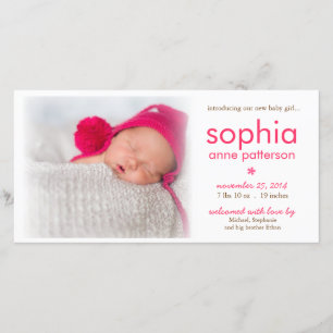 Einfachheit Baby Girl Foto Geburtsankündigung Ankündigung