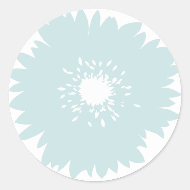 Einfachheit Blue Blume Runder Aufkleber (Vorderseite)