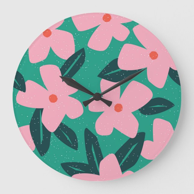 Einfachheit der Blumen: Abstrakte Schönheit Große Wanduhr (Vorderseite)