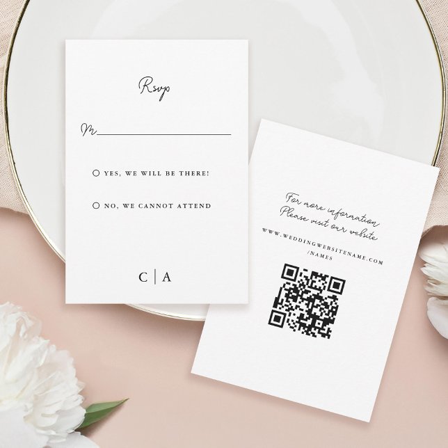 Einfachheit | Monogram Minimal Wedding RSVP Karte (Von Creator hochgeladen)