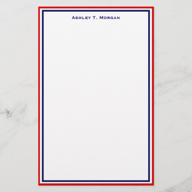Einfachheit Red White Blue Personalisiert Statione Briefpapier (Vorderseite)