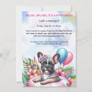 Einfadung zur Geburtstags-Poolparty 'Puppy Splash' Einladung