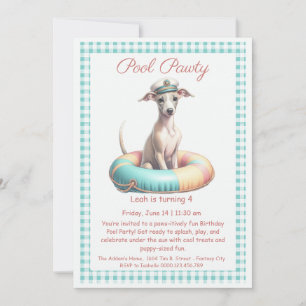 Einfadung zur Geburtstags-Poolparty 'Puppy Splash' Einladung