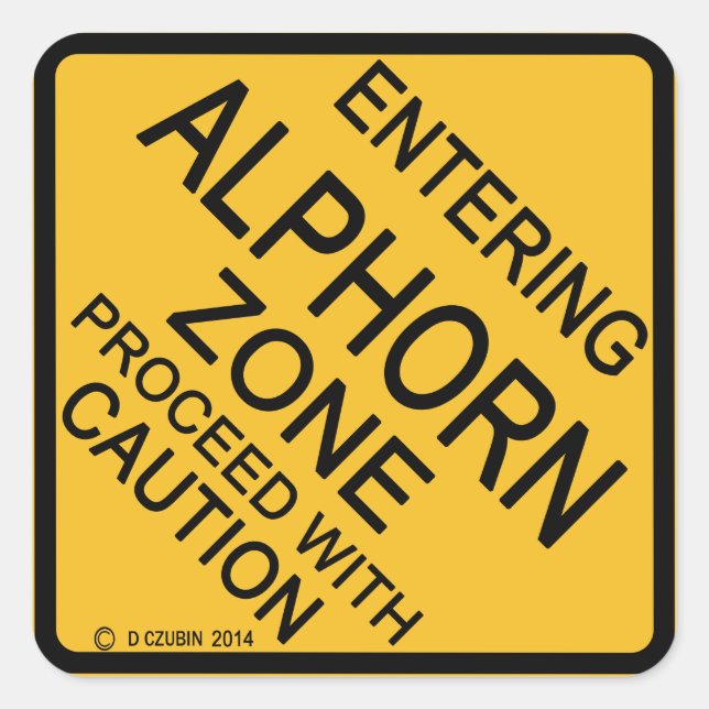 Einfahrt in die Alphornzone Quadratischer Aufkleber (Vorderseite)