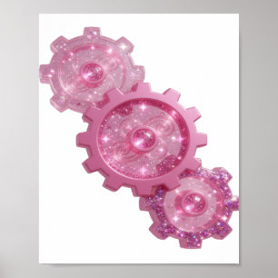 Einfallsreiche rosa PINK-ZAHNRAD-ICONS Poster
