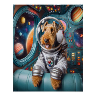 Einfallsreicher Airedale Terrier arbeitet als Astr Poster
