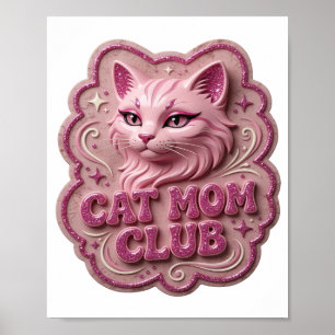Einfallsreicher Pinker CAT MOM CLUB Künstlerischer Poster