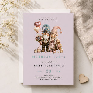 Einfallsreicher Rosa Gnom Geburtstag Einladung