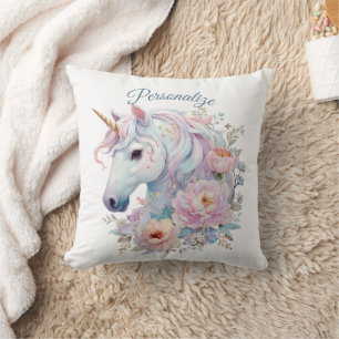 Einfallsreiches Einhorn Pastell Blumen Akzente Kissen