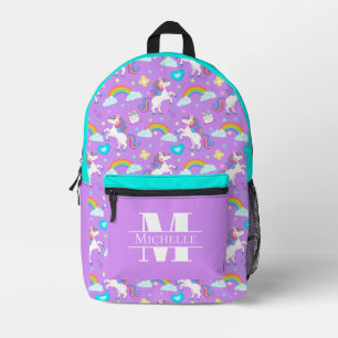 Einfallsreiches Mädchen Einhörner und Regenbogen M Bedruckter Rucksack