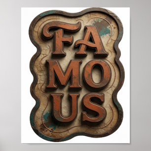 Einfallsreiches Orange FAMOUS Statement Design Poster