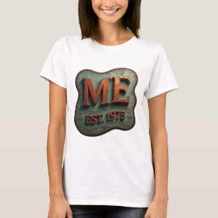 Einfallsreiches Orange ME EST 1975 Grafikdesign T-Shirt