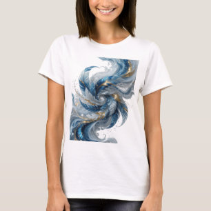 Einfallsreiches Silber BLUE FEATHERS Modernes Desi T-Shirt
