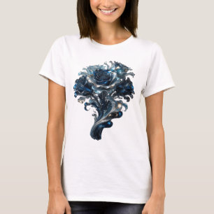 Einfallsreiches Silber BLUE ROSES Slogan T-Shirt