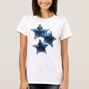 Einfallsreiches Silber BLUE STARS Grafikdesign T-Shirt
