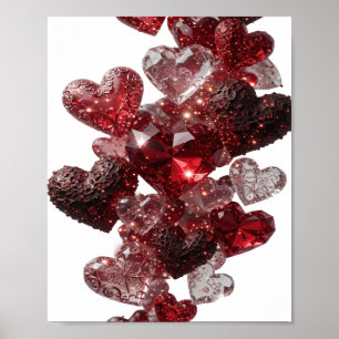 Einfallsreiches Silber HEARTS AND GLITTER 3D-Text- Poster