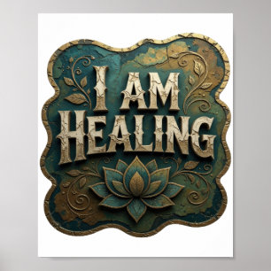 Einfangreiches Gold I AM HEALING Design Poster