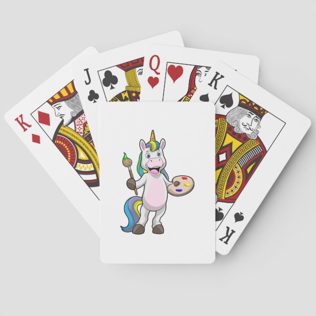 Einfärben beim Anmalen mit Pinsel und Farbe Spielkarten (Rückseite)