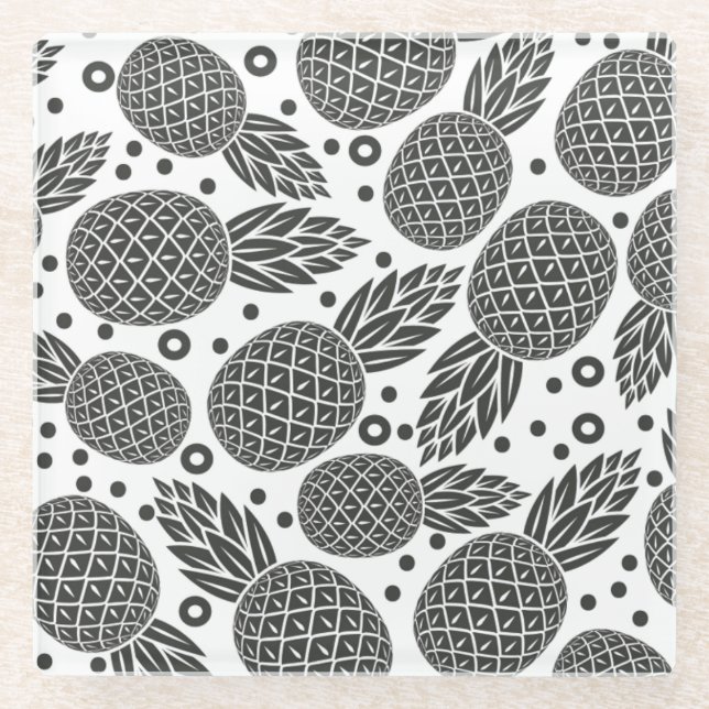 Einfarbige Ananas 2 Glasuntersetzer (Vorderseite)