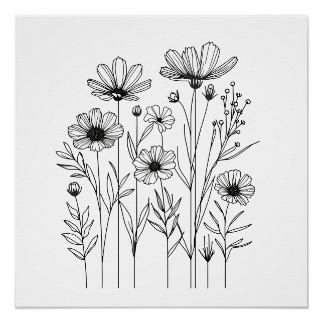 Einfarbige Botanische Linie Einfachheit Poster (Vorderseite)