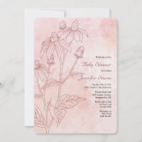 Einfarbige florale Babyparty-Einladung