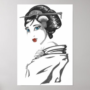 Einfarbige Geisha Poster
