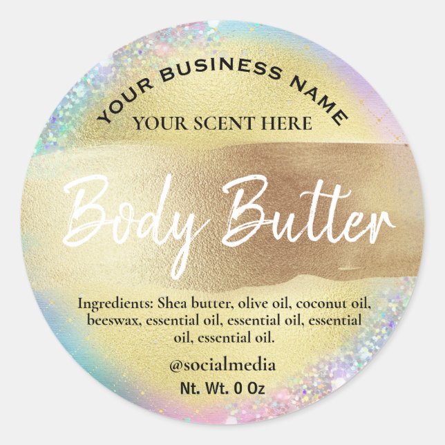 Einfärbige Gold-Body-Butter-Etiketten Runder Aufkleber (Vorderseite)