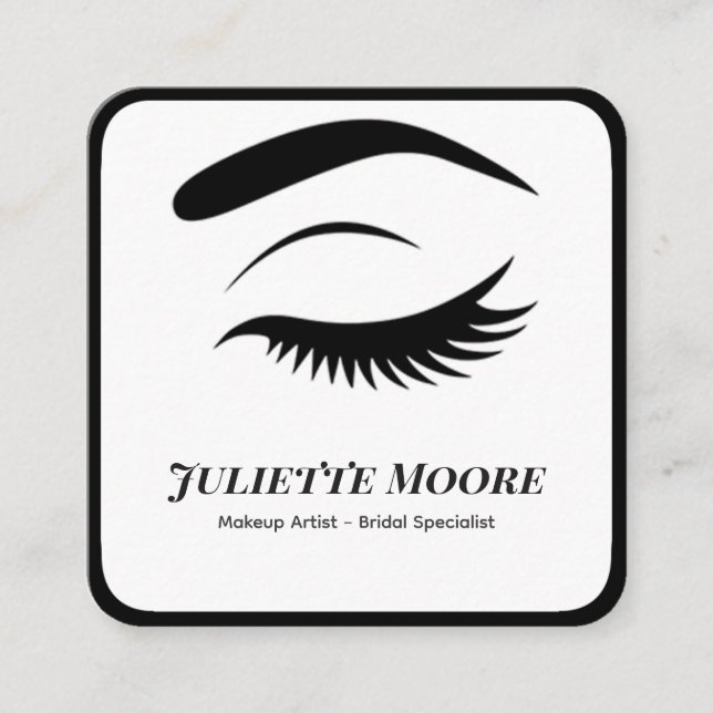 Einfarbige Lash-Logo-Makeup-Visitenkarte Quadratische Visitenkarte (Vorderseite)