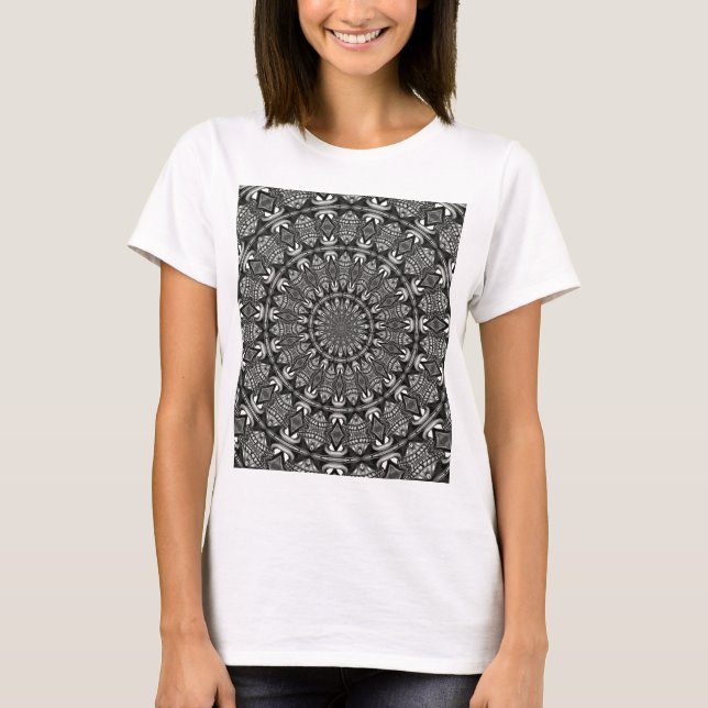 Einfarbige Mandala T-Shirt (Vorderseite)
